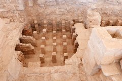 Überreste einer Hypokausten Fußbodenheizung der Römer